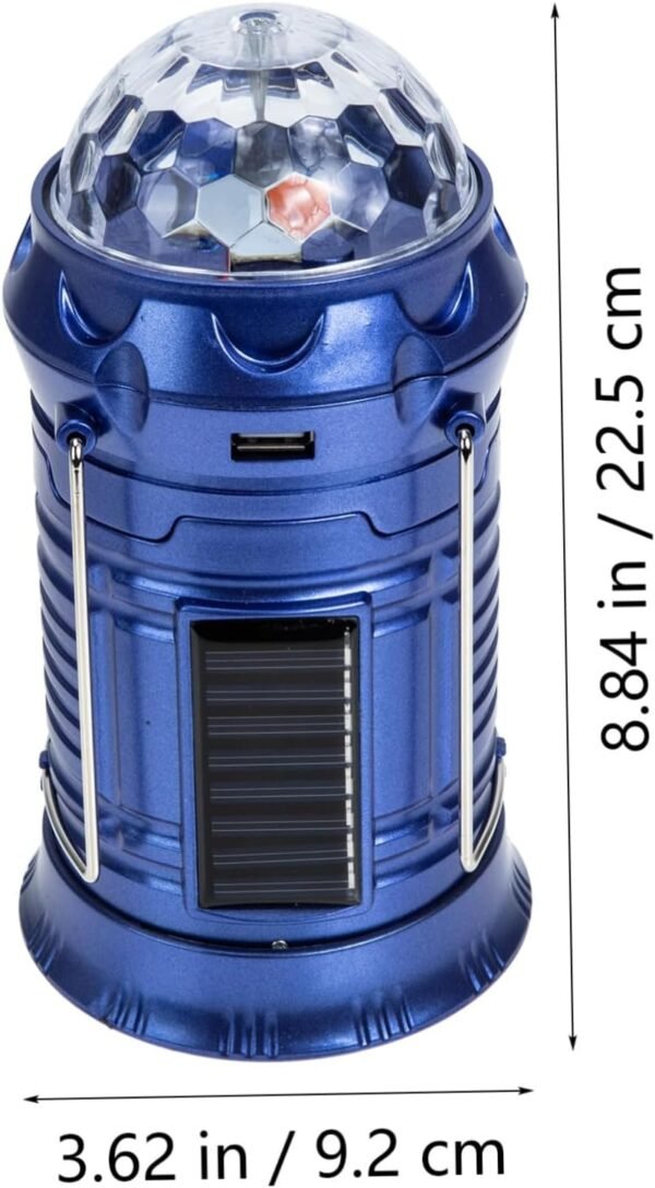 Solar Fan Camping Lamp with LED Lantern Portable Outdoor Illumination Light for Tent Rechargeable Solar Powered Lantern with Plug Blue Multipurpose Emergency Light - Image 2