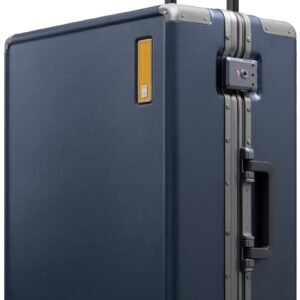 LEVEL8 Zipperless Checked Luggage with Aluminum Frame, Upgraded Medium Hardside Suitcase with Spinner Wheels, Metal Travel Luggage with Double Tsa Locks, 24 Inch, Blue