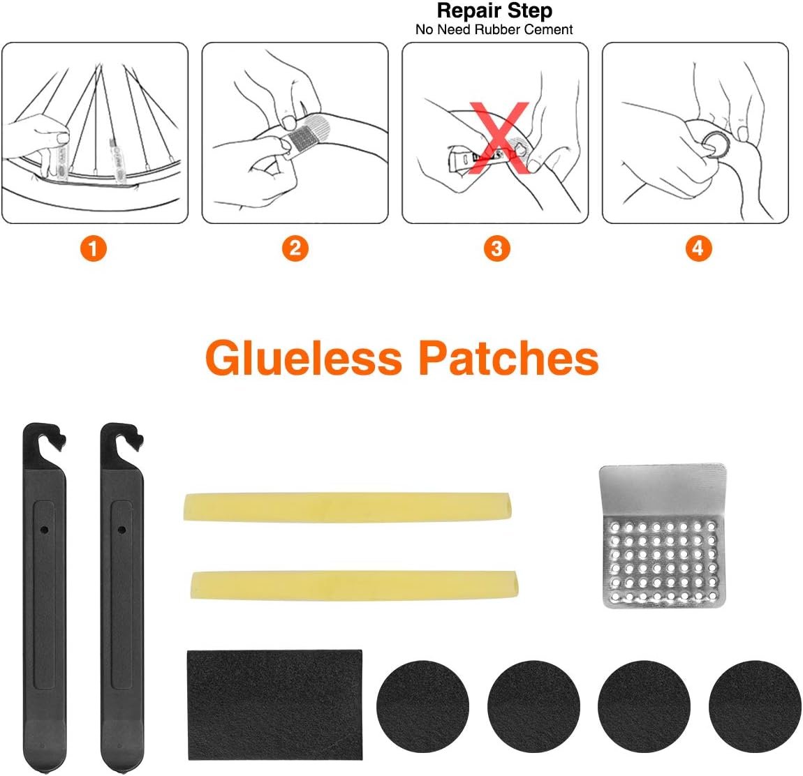 Bicycle Repair Bag With Tire Pump, Portable Tool Kit for Camping Travel - Patches, Inflator, Maintenance Essentials All in One Safety Kit - Image 4