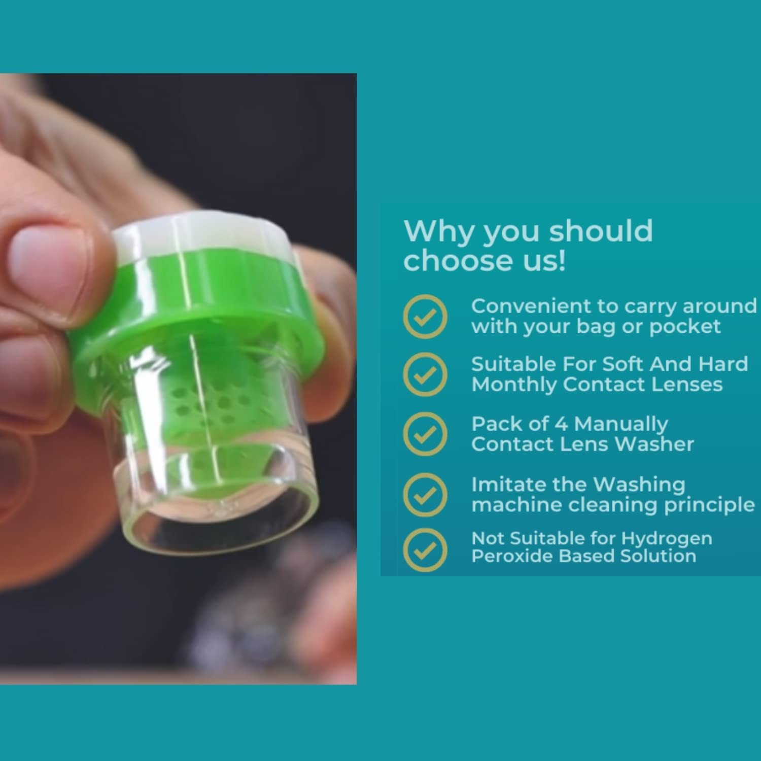 SPORTS WORLD VISION Pack Of 4 Manually Contact Lens Washer Cleaner Plastic Lens Cleaner Case Monthly - Image 5