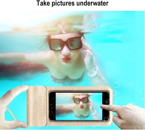 Waterproof Phone Pouch,IPX8 Waterproof Phone Case Bag Holder Dry Pouch for iPhone 13 Pro Max/13 Pro/13/12/12 Pro Max/11/11 Pro Max/Xs Max/XR to 6.9" for Kayaking Swimming Beach(Gold) - Image 7