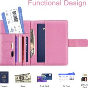 Passport Holder Cover Initail Letter A-Z Travel Wallet 3D Embossed Design RFID Blocking Card Holder Personalized Gift Passport Cover Wallet, Passport Book Holders for Women and Girls, Pink-A
