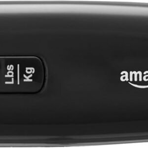 Amazon Basics Portable Digital Luggage Scale for Travel, Hanging Baggage Scale, Suitcase Weight Scale with Battery Included, Digital Display, Flexible and Sturdy Strap, 110 LBS Load, one Size, Black