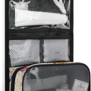 AUUXVA Travel Toiletry Bag Watercolor Vintage World Map Colorful Paint Cosmetic Organizer Bag Hanging Makeup Bag with Zipper Pocket and Handle, Portable Wash Bag for Women Men Girls