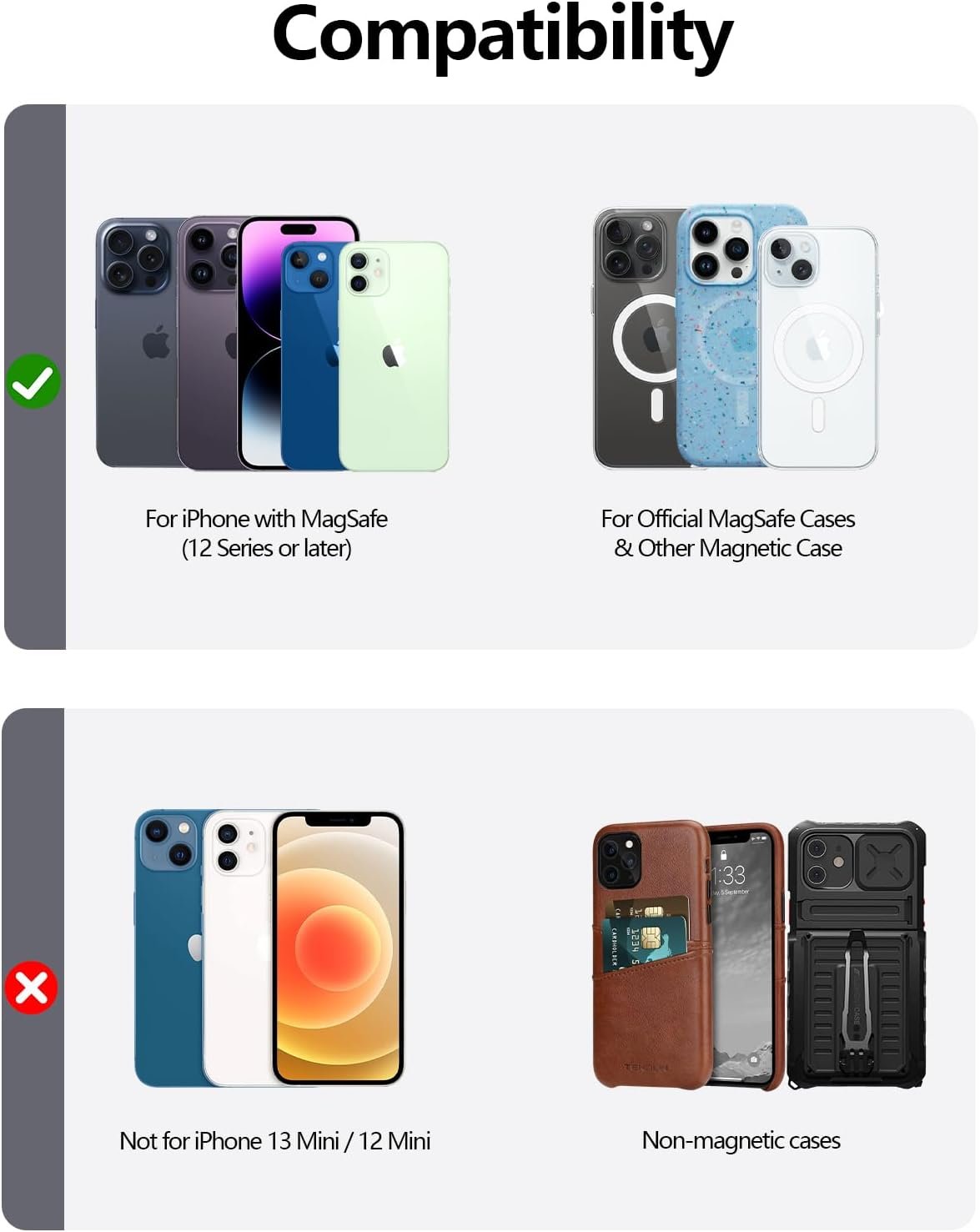 for Magsafe Wallet with Airtag Holder, Magnetic Wallet for iPhone 16/15/14/13/12 Series, 6 Cards Holder, ID Window, Adjustable Stand, Magnetic Phone Wallets, Leather RFID for iPhone Wallets, Black - Image 8