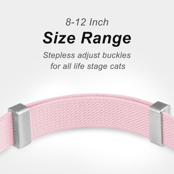 Elastic Airtag Cat Collar, Compatible with Apple AirTag, Stepless Adjustable Pet Collar for Cats, Pink - Image 4