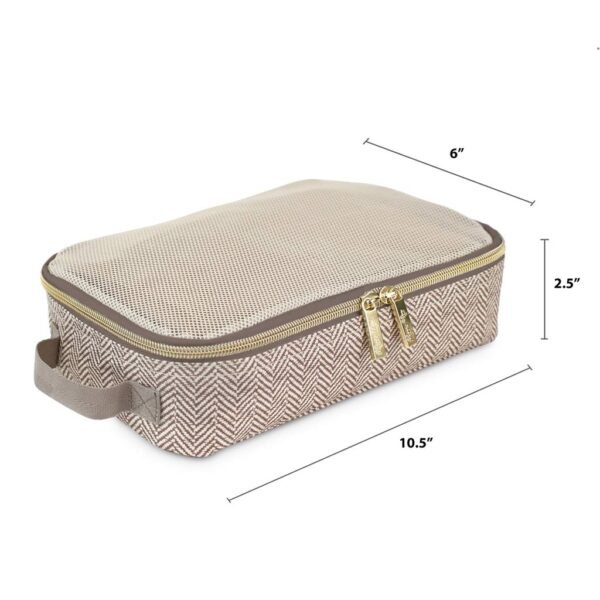 Itzy Ritzy Packing Cubes for Travel – Set of 3 Packing Cubes or Travel Organizers; Each Cube Features a Mesh Top, Double Zippers and a Fabric Handle (Taupe) - Image 2
