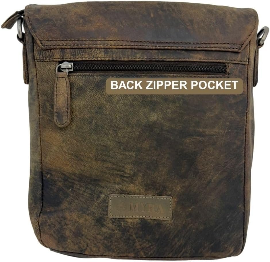 Myra Bag Distressed Leather Messenger Bag - Crossbody Purse for Women - Image 3