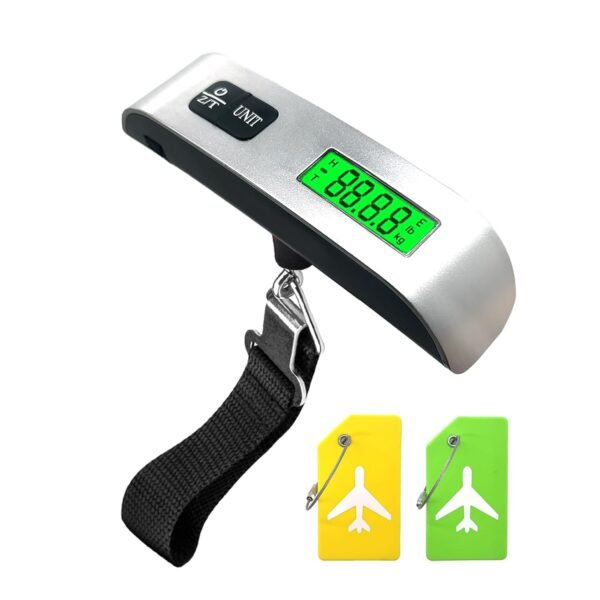 Luggage Scale, Portable Luggage Weight Scale with 2 Luggage Tags, LCD Weight Display and 4 Unit Switching Functions, 110lb Luggage Scale Travel Digital for Luggage, Travel,Backpacks, Handbags(Sliver)