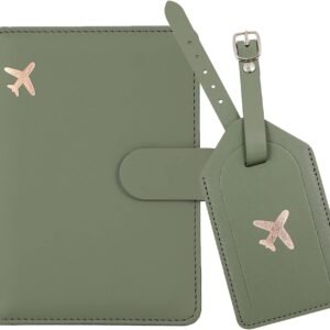 Melsbrinna Rfid Passport Holder for Travel women/Men Set Travel Suitcase Tag, Cute Passport Wallet Rfid Blocking Card Slots, Rfid Passport Cover/CaseTravel Wallet (Green)