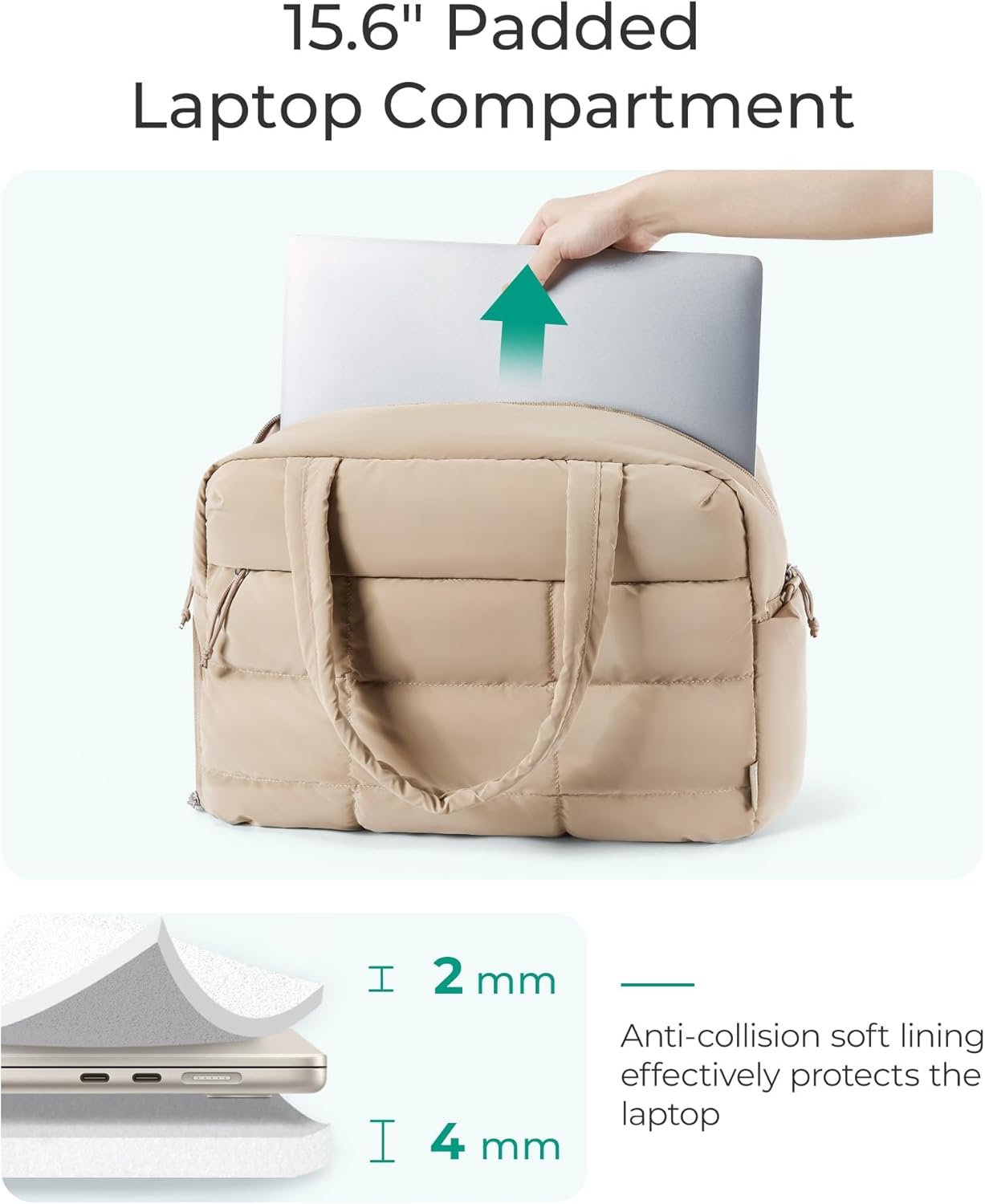 BAGSMART Gym Bag for Women, Carry on Travel Duffel Bag, Water-resistant Weekender with Shoe Compartment, Grayish - Image 4