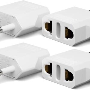 Unidapt US to Europe Plug Adapter 4 Pack – Type C European Travel Converter for Italy, France, Germany, Spain – Compact USA to EU Outlet Adapter – White