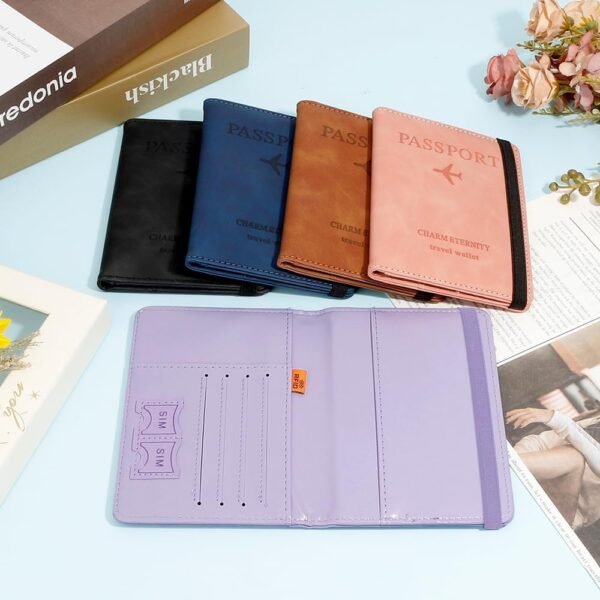 Passport Holder for Travel, 2 Pack Passport Wallet, PU Leather Passport Cover Case, RFID Blocking Passport Book with Card Holder Travel Must Haves Travel Essentials Travel Accessories for Men Women - Image 5