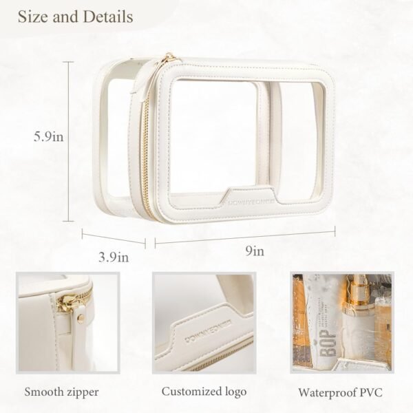 ROWNYEON Clear Makeup Case Toiletry Bag Multipurpose Travel Makeup Train Case Portable Cosmetic Organizer Transparent Storage Bag - Image 6