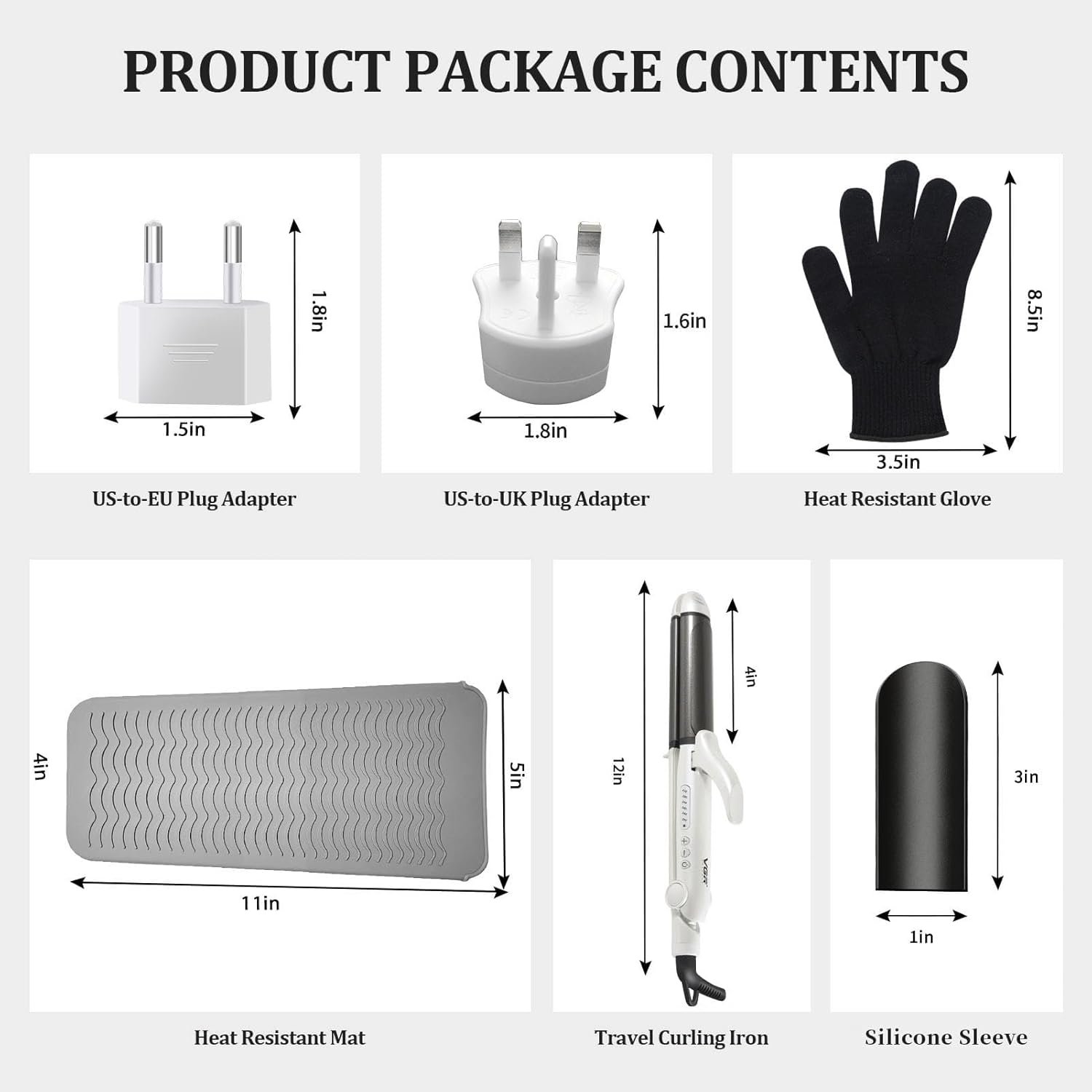 VGR Dual Voltage(100~250V) Travel Curling Iron with European Plug Adapter for International Travel, Europe Travel Essentials for Women, European Travel Must Haves - Image 8