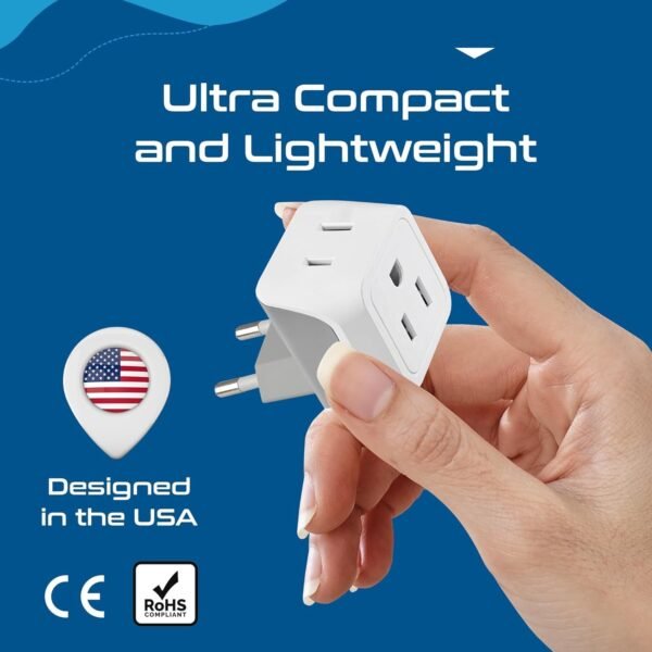 Ceptics Complete European Travel Adapter Set - 2 In 1 Usa to Europe, Germany, England, Spain, Italy, Iceland, France, (Type G, E/F, Type C) - 3 Pack, Safe Grounded Perfect for Cell Phones, Laptops - Image 7