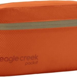 Eagle Creek Pack-It Isolate Quick Trip – Compact Travel Toiletry Bag for Optimizing Luggage Space – Lightweight – Water-Resistant – Easy-Grab Zipper – Sustainable Materials – Small – Mandarin