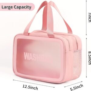 Wash Bag for Women & Men – Large Capacity Travel Toiletry Bag with Matte Translucent Window & Wet/Dry Pockets, Waterproof & Portable Organizer for Cosmetics,Gym & Shower Essentials