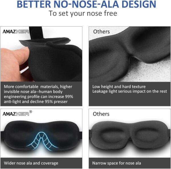 Sleep Mask 2 Pack, Invisible Alar Deep Orbit 3D Eye Mask Ultra Lightweight & Comfortable Sleeping Mask for Side Sleeper, Sleeping Mask & Blindfold Soft Breathable for Women Men Relaxing Zero Pressure - Image 3