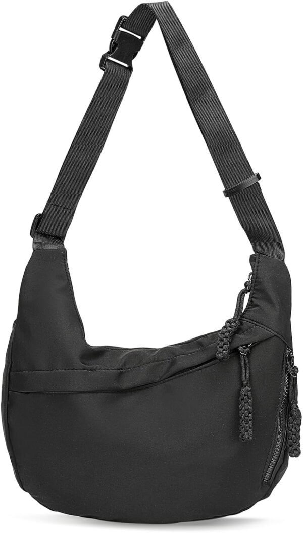 Arch Moon Crossbody Bag for Women, Nylon Curved Purse, Lightweight Dumpling Shoulder Sling Bag for Travel Casual