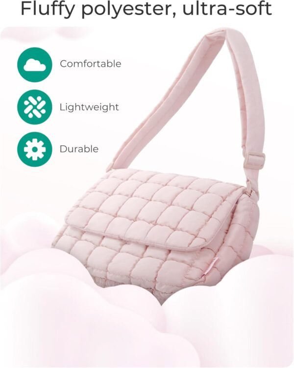 BAGSMART Lightweight Crossbody Bags for Women, Quilted Puffer Cross body Purse with Adjustable Strap - Image 3