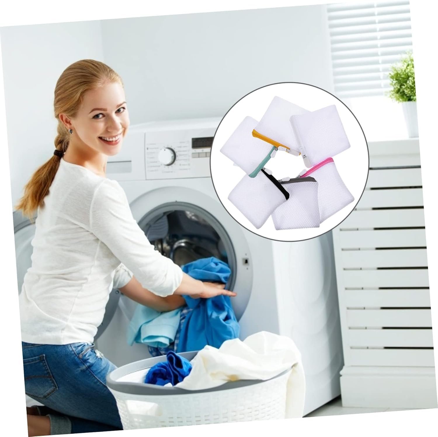 6pcs Laundry Bag Mesh Wash Bag Mini Washing Machine Underwear Washing Bag Wash Bags Protecting Wash Bag Foldable Wash Bag Laundry Pouch Travel Sandwich Mesh Laundry Mesh Bag Bra - Image 2