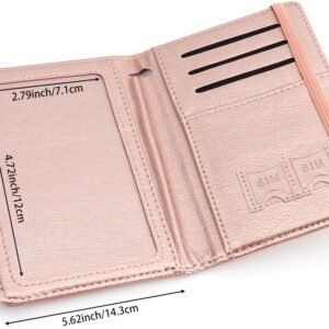 Passport Holder for Travel Essentials, Passport Cover Wallet Passport Holders for Women Men, PU Leather Passport Book Card Case with Pen Holder for Family Travel Must Haves Accessories, Rose Gold