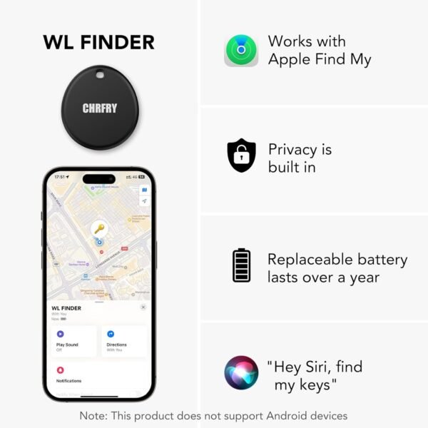 Tracker Air Tag-2 Pack: Smart Bluetooth Tracker Item Finder Work with Apple Find My (iOS only), Smart Tag with Replaceable Battery, Item Finders for Luggage/Key/Suitcases/Backpack, IP68 Waterproof - Image 6