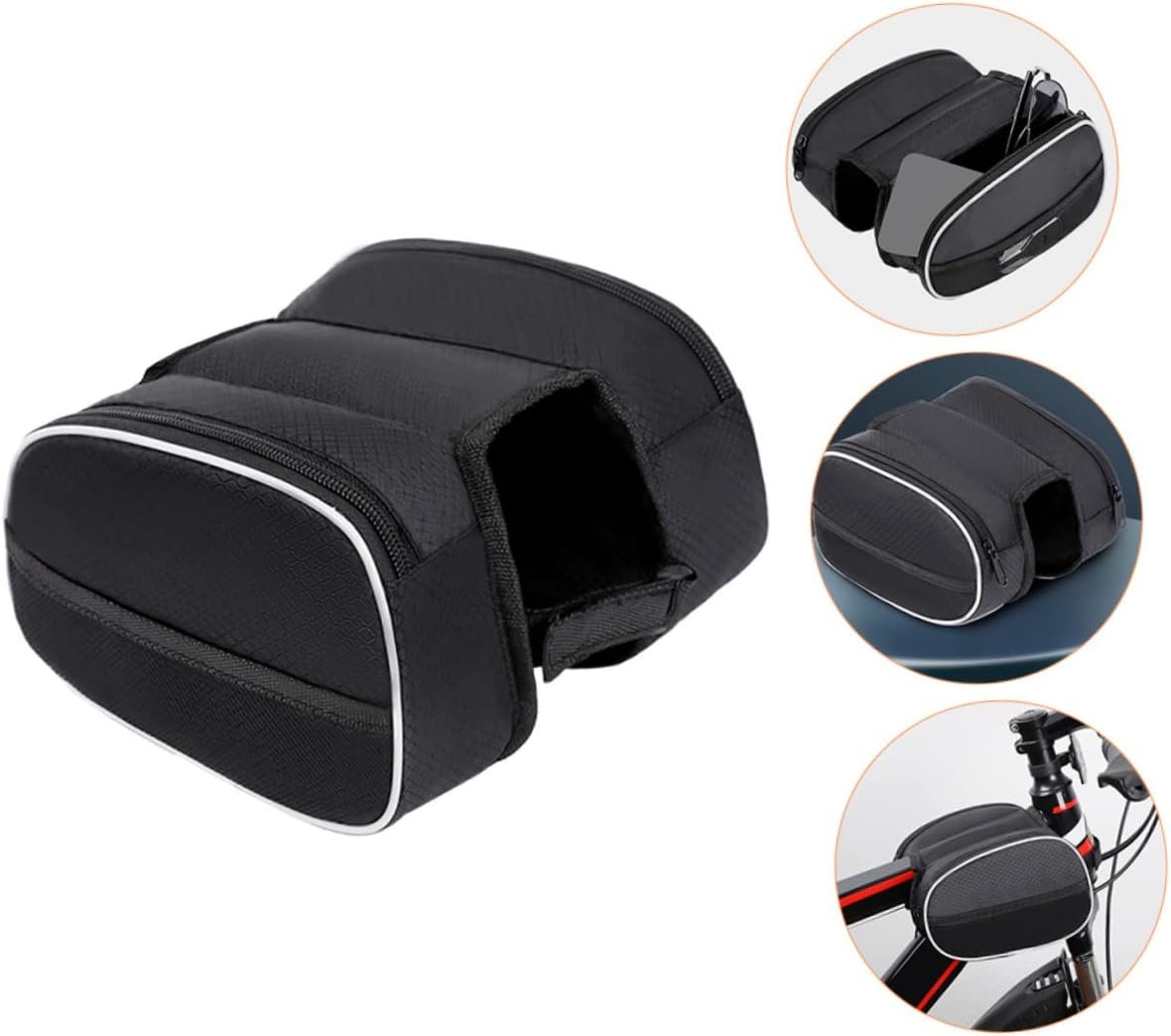 TOYANDONA Multi Function Bike Frame Bag with Zipper Portable Bicycle Tool Pouch for Men Compatible with Mountain Road and Folding Bikes Front Beam Storage for Keys USB Cables and Essentials - Image 9