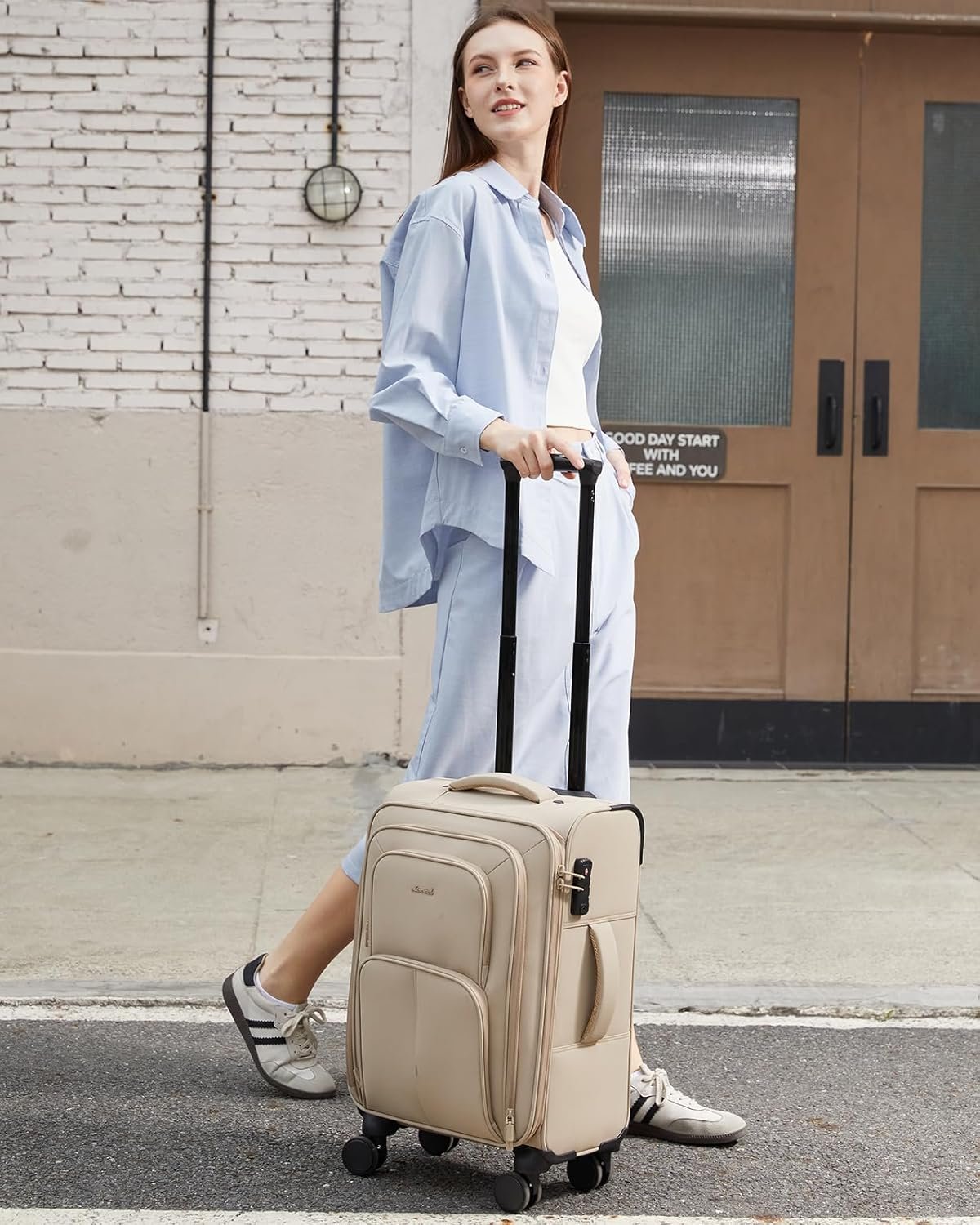 LOVEVOOK Carry On Luggage 22x14x9 Airline Approved, 22 Inch Softside Suitcases with Spinner Wheels, Lightweight Carry-on Suitcase with TSA Lock for Women Men, Large Luggage for Travel Business Trip - Image 2