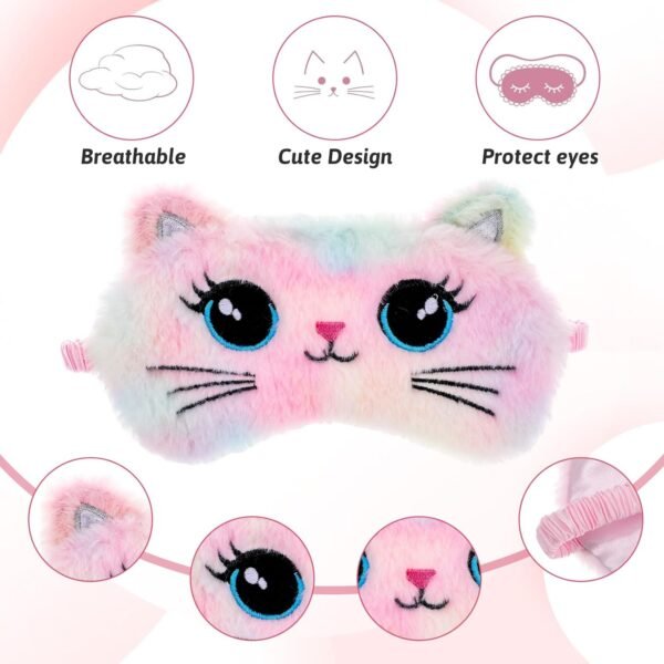 2 Pcs Sleep Mask Soft Plush Blindfold Cute Rabbit Panda Koala EyeCover Soft Eye Blindfold Cover Animal Shade Night Eye Masks for Women Girls Home Travel (Colorful) - Image 3