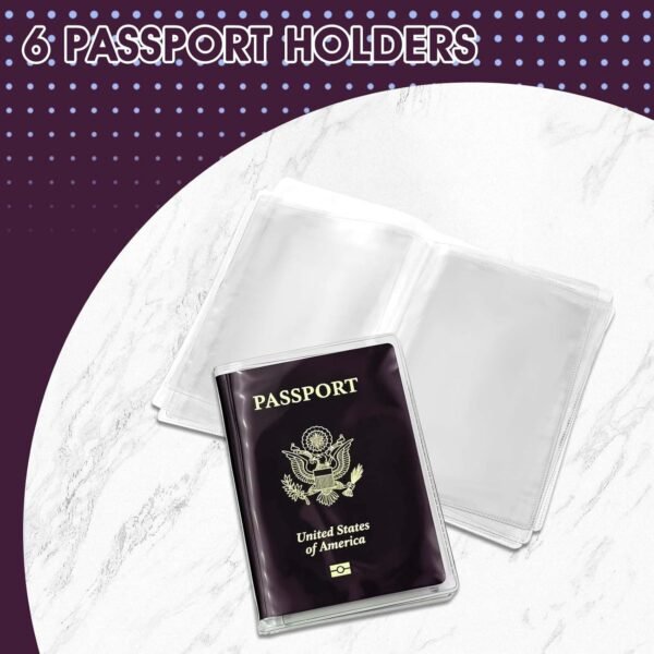 6 PCS Passport Book Holder, Clear Passport Cover Plastic Passports Protectors Sleeves Waterproof Passport Holder for Travel Family ID Card Document Organizer (7.48 × 5.12 Inch) - Image 4
