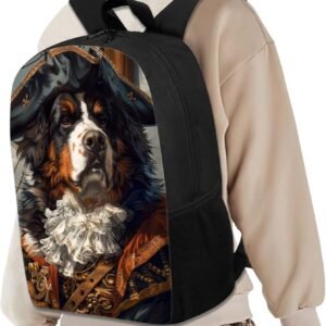 17 Inch Animal Print School Backpack And Lunch Box Set for Kids Funny Pirate Bernese Mountain Dog Backpack for Boys Girl Sturdy School Bag with Insulated Lunchbox Pencil Case Student Bookbag