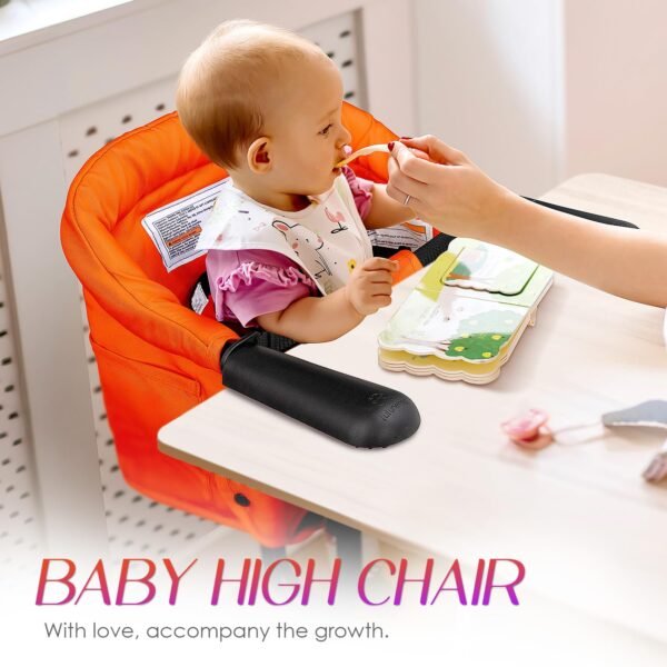 Hook on High Chair,Portable Foldable High Chair for Babies 6-36 Months, Includes Storage Bag (Orange) - Image 7
