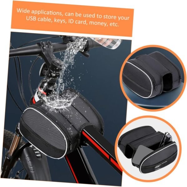 Wakauto Capacity Bike Frame Bag Front Beam Storage Pouch with Zipper for Road Mountain Folding Bikes Protective Tool Organizer for Keys Gloves Accessories - Image 4