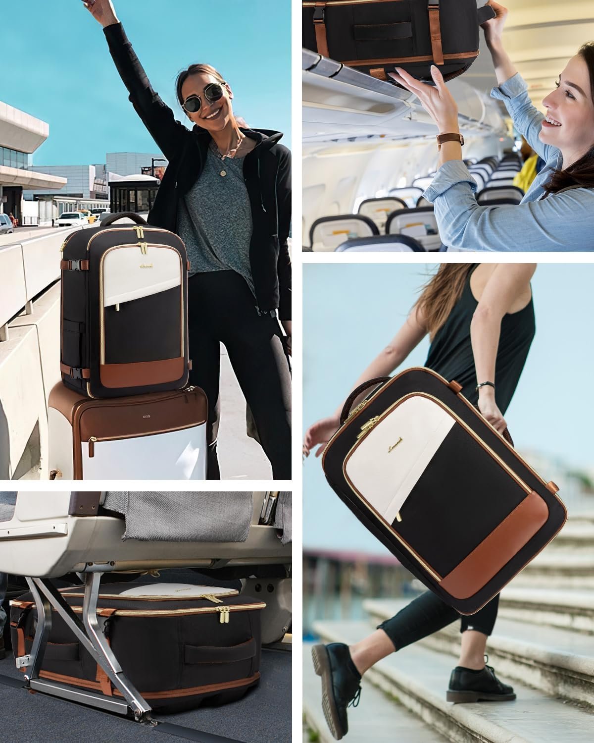 LOVEVOOK Travel Backpack for Women, 40L Carry On Backpack Flight Approved, Large Personal Item Bag Fits 17 inch Laptop, TSA Approved Luggage with 3 Packing Cubes,Waterproof Weekender Gym Daypack - Image 7