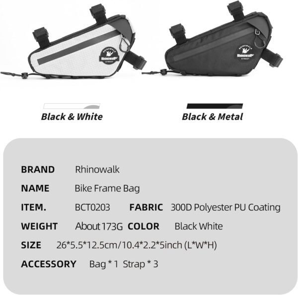 Rhinowalk Bike Frame Bag Under Top Tube Bag Bicycle Triangle Bag with Side Pockets Storage Pouch for Road Mountain Bike - Image 5