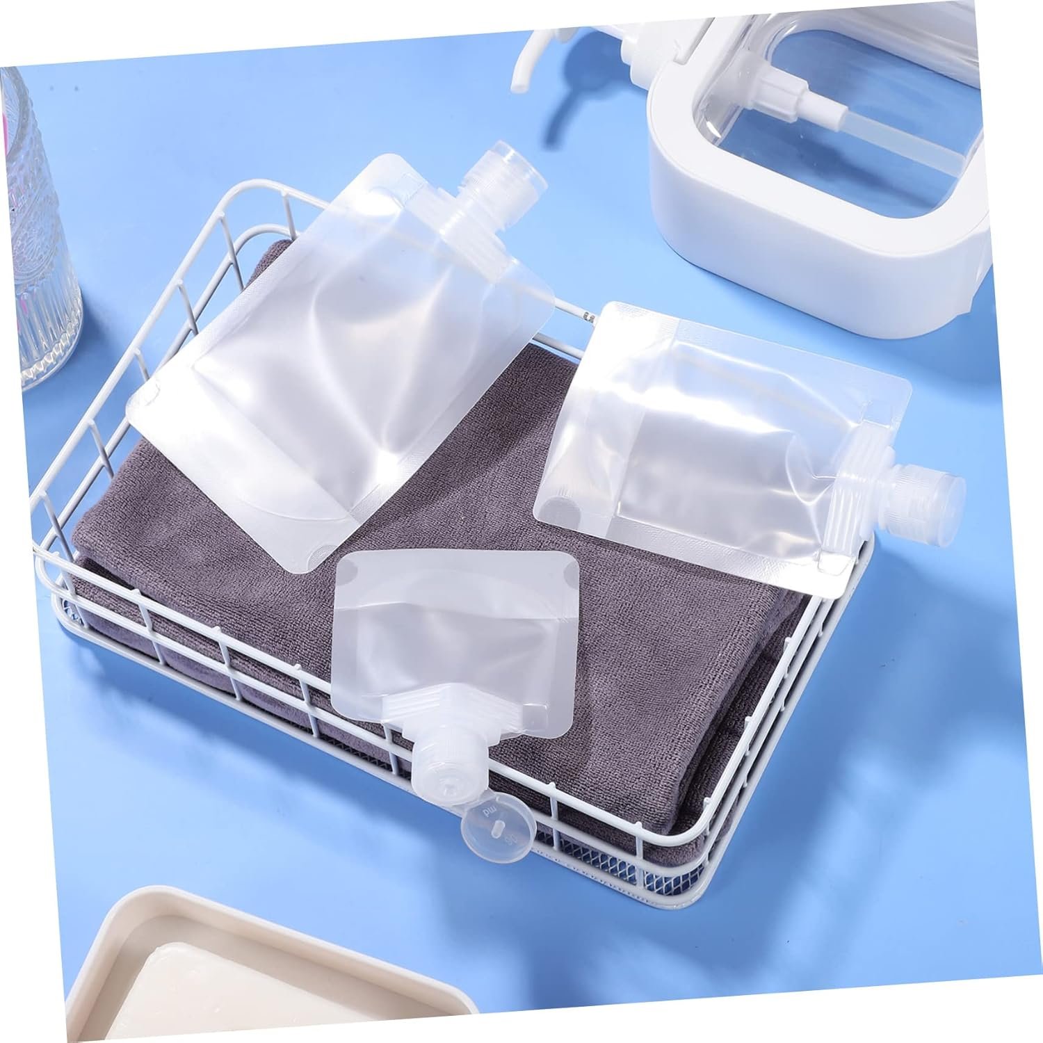 18 Pcs Refillable Travel Toiletry Containers with Funnels Portable Transparent Cosmetic Organizers for Shampoo Lotion Body Wash Travel Pouches for Tsa Approved Liquid Storage - Image 3