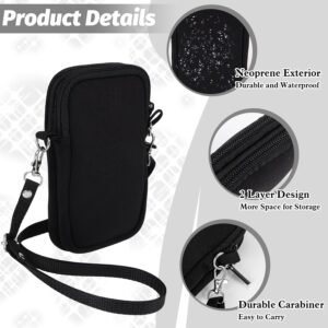 Phone Sock 2 Layers,Waterproof Neoprene Pouch with Strap, Universal Shock & Impact Resistant Bag for Smartphone, Compact Phone Sleeve Case fit to 7″ for Travel Hiking, Gift for Men Women, Black