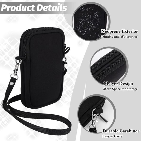 Phone Sock 2 Layers,Waterproof Neoprene Pouch with Strap, Universal Shock & Impact Resistant Bag for Smartphone, Compact Phone Sleeve Case fit to 7" for Travel Hiking, Gift for Men Women, Black - Image 2