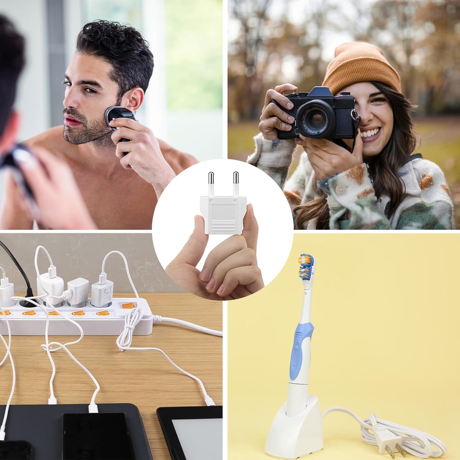 6 Pack European Travel Plug Adapter, US to Europe Plug Adapter, Type C Wall Outlet Converter for Europe, White - Image 7