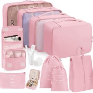 Packing Cubes 11 Set, Suitcase Organizers, Luggage Organizer Bags, Packing Cubes for Travel, with Toiletry Bag, Travel Essentials,Pink