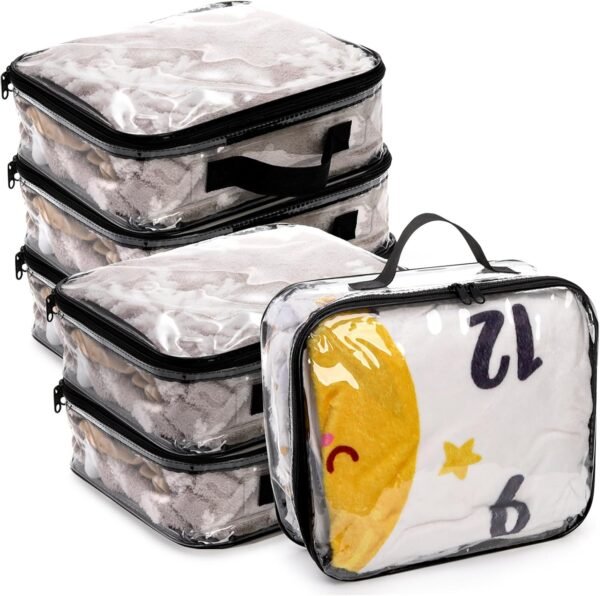 Fasmov 6 Pack Large Clear Travel Packing Cube, See-Through PVC Organizer, Vinyl Zippered Storage Bags Multipurpose Pouch with Handle for Suitcase Pants, Cashmere, Sweaters Shirts Dress Storage - Image 3