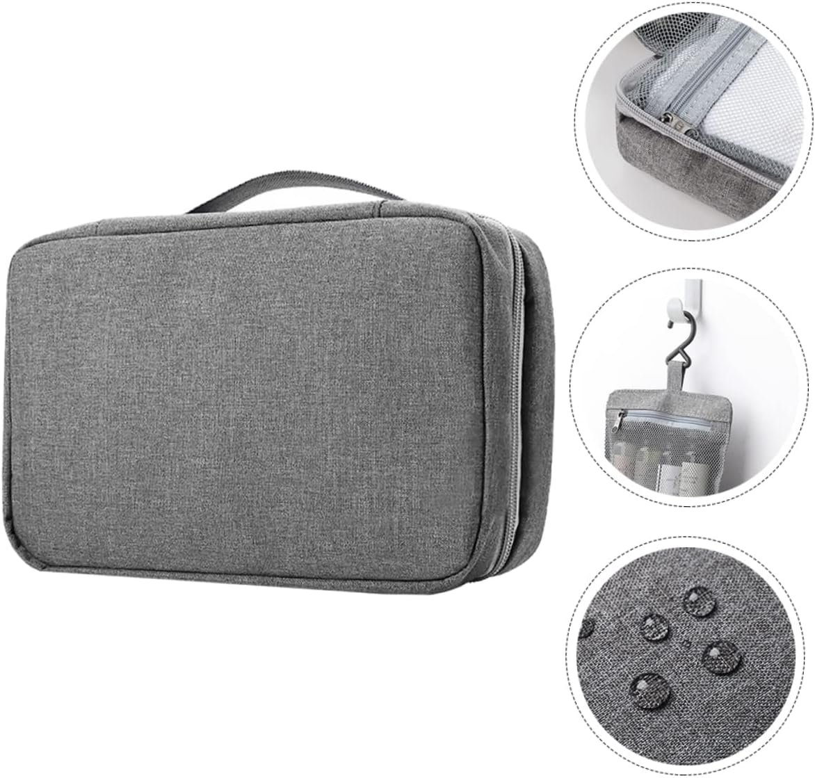 Healifty Hanging Travel Toiletry Bag Foldable Cosmetic Organizer with Transparent Wet Dry Compartment for Women Makeup Storage and Outdoor Gym Use - Image 3