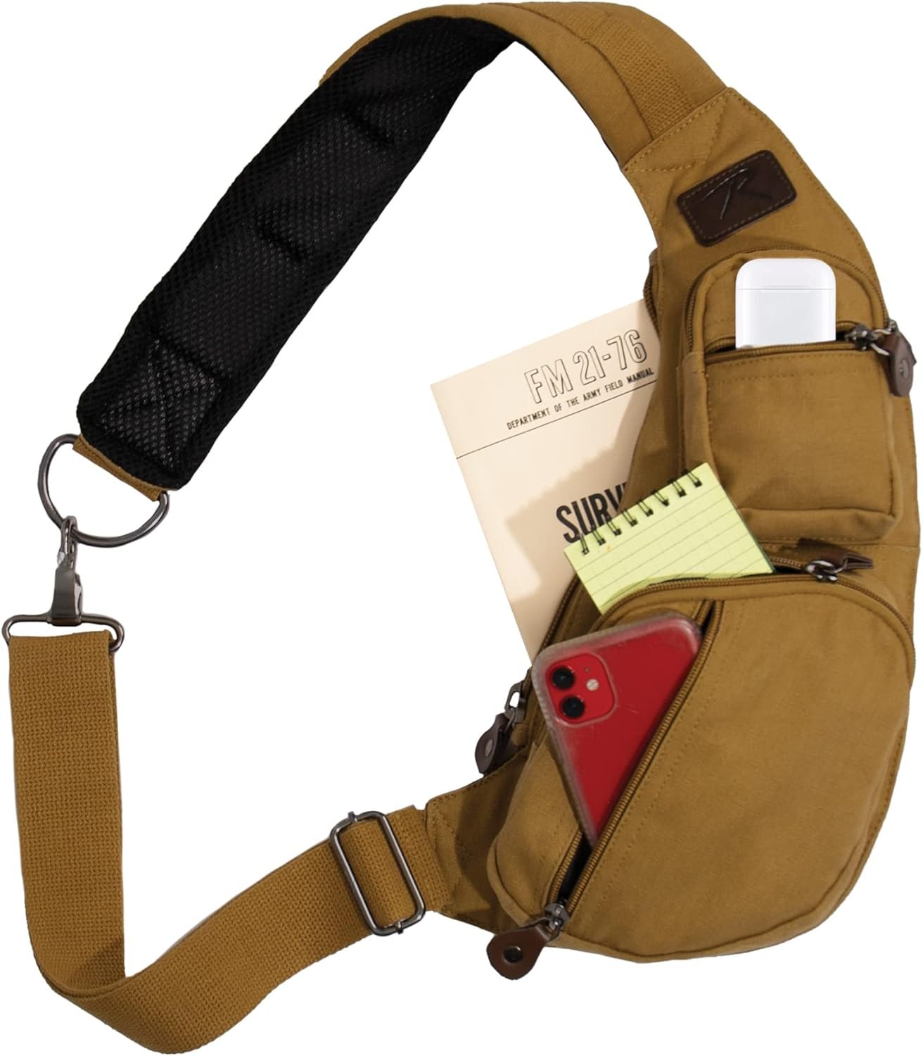 Rothco Vintage Canvas Crossbody Sling Bag – Compact Travel Shoulder Backpack 2L Storage - Image 7