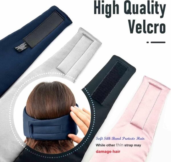 Nature Silk Sleeping Mask Soft Featherweight Eye Mask Large Wrap-Around Blindfold with Adjustable Velcro Blackout for Wild Sleeper Nose Cut (NavyBlue) - Image 6