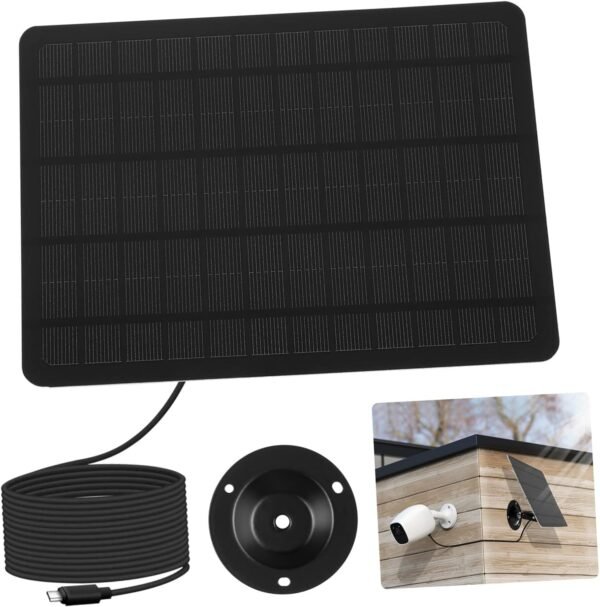 UPKOCH Monocrystalline Outdoor Solar Panel Charger for Security Cameras with Wall Mount Bracket Solar Powered Cell Charger Compatible with Micro USB Cameras Efficient Continuous Charging