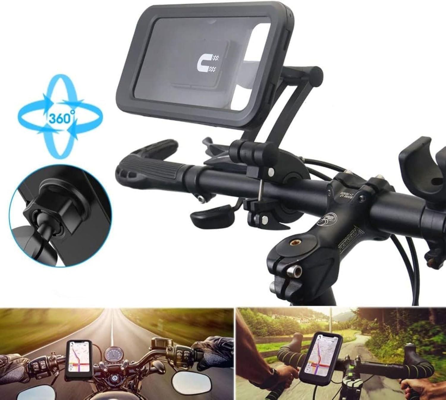 Waterproof Outdoor Sports Bike Phone Mount Case, Bicycle and Motorbike Handlebar Phone Holder with Secure Grip, Shockproof Design, 360 Degree Rotation Adjustable for Smartphones 4 to 6.7 Inches - Image 6