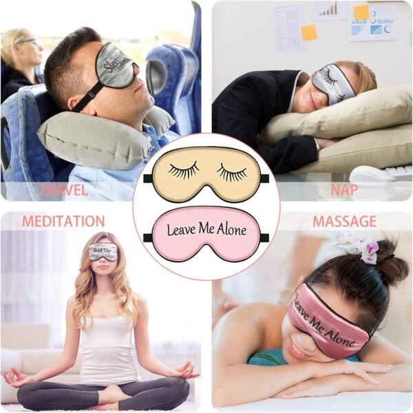 8 Pieces Sleep Mask Silk Eye Mask with Adjustable Strap Soft Blackout Blindfold Eye Cover for Women Men Full Night's Sleep, Travel, Nap, Meditation(Elegant Colors) - Image 4