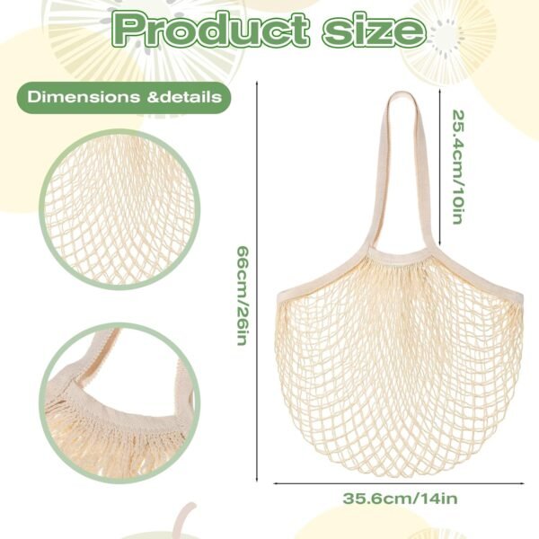 12 Pcs Reusable Grocery Bags Farmers Mesh Produce Bags Bulk Net Portable String Bag Portable Tote Bag with Handle String Shopping Organizer for Fruit Vegetable Storage Market - Image 2